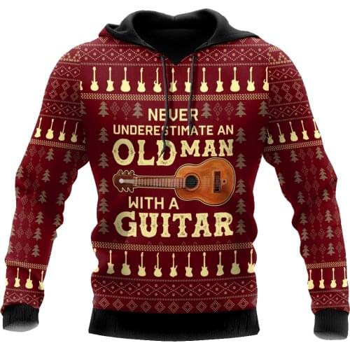 3D Hoodie Guitar Music All Over Printed For Men/Women Sweatshirt Spring/Autumn Casual Pullover Zipper Unisex Streetwear