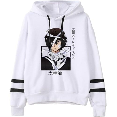 Anime Bungo Stray Dogs Osamu Dazai Print Hoodies Men Harajuku Streetwear Winter Unisex Sweatshirts Male