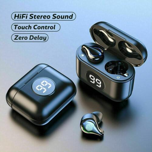 Waterproof Headset Headphones With Microphone Case True Wireless Earbuds Bluetooth 5.0 Earphone Hifi Stereo LED Display Charging