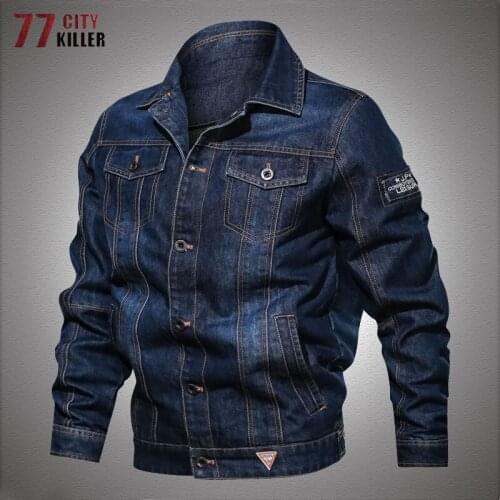 Embroidery Bomber Denim Jacket Men Spring Autumn Casual Air Force Pilot Cowboy Jackets Mens Military Jean Coats Plus Size 6XL