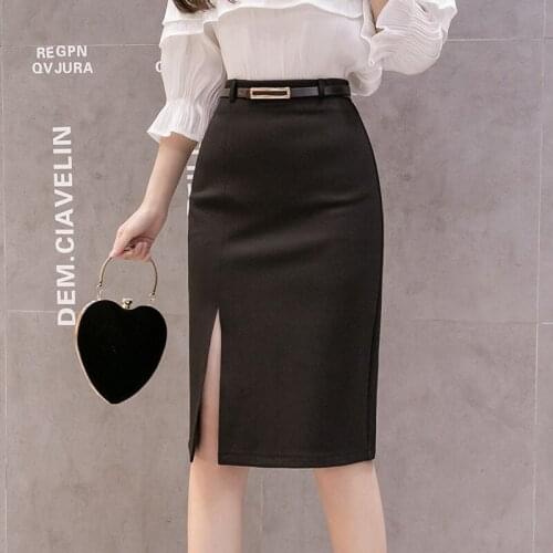 2021popular Woman Skirts Commuter Payment Black Mid-length Office Ladies Skirt Black Skirt Elegant Series Skirt A011