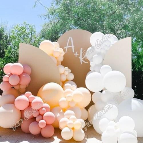 118pcs Doubled Cream Peach Wedding Kid Birthday Party Background Baby Shower White Holiday Decoration Balloon Garland Arch Kits