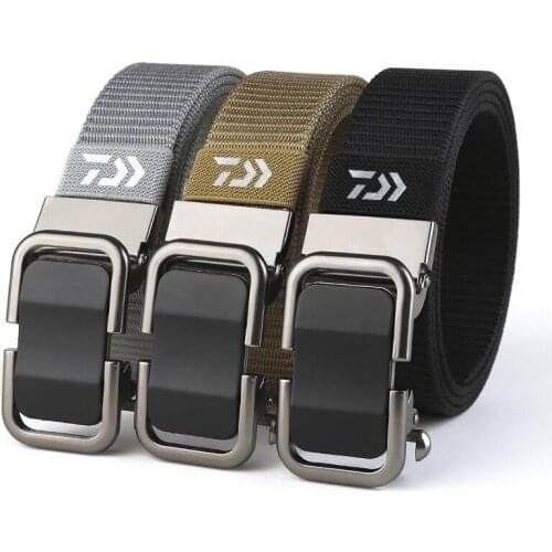 2020 Daiwa Mens Fashion New Toothless Automatic Buckle Belt Nylon Canvas Belt Outdoor Leisure Breathable Belt