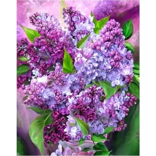 5d lilac diamond painting purple flowers mosaic embroidery cross stitch rhinestone picture puzzle drawing wall decor craft gifts