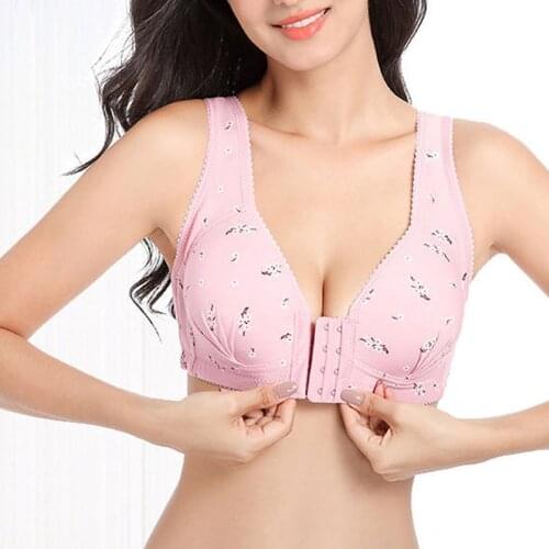 Women Front Closure Bra Thin Sexy Push Up Bralette Lingeries Breathable Comfortable Wire Free Underwear No-Adjusted Strap