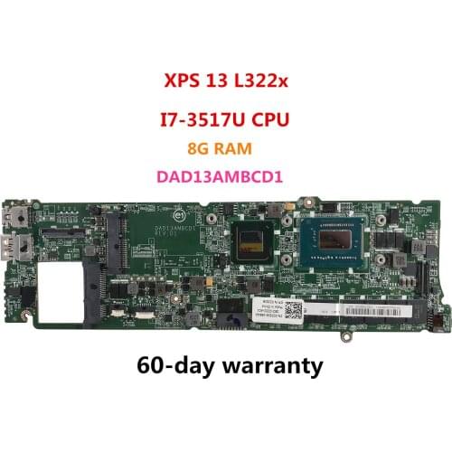 For DELL XPS 13 L322x Laptop Motherboard W/ I7-3517U CPU 8G DAD13AMBCD1 2J8J6 02J8J6 CN-02J8J6