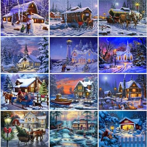 Evershine Diamond Painting Winter House Cross Stitch Diamond Embroidery Landscape Full Square DIY Picture Rhinestones Wall Art