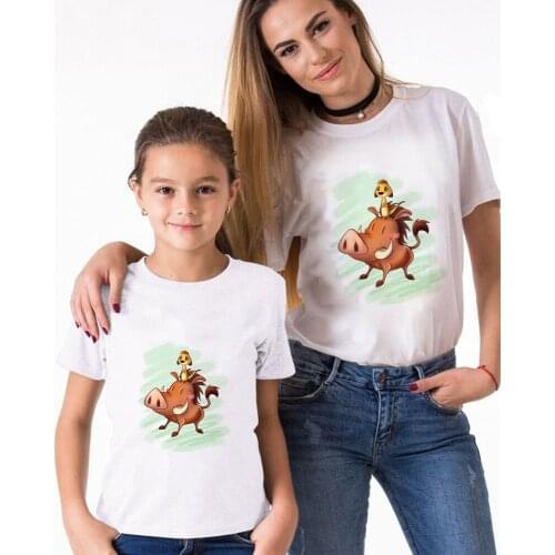 Fashion Mataching Family T Shirts Summer Short Sleeve Casual White O-neck Tshirts Simba The Lion King Cartoon Disney T-shirts