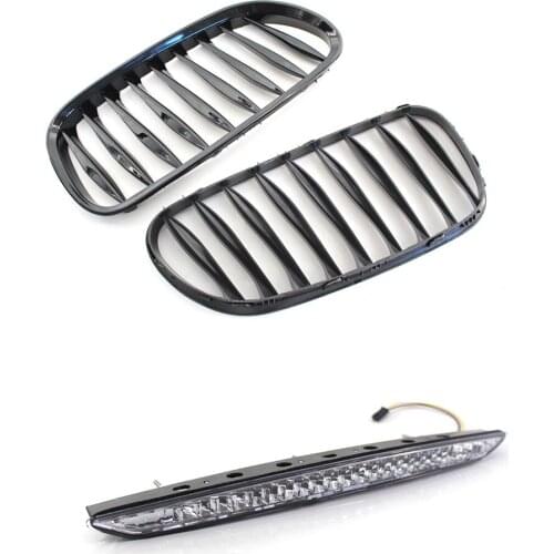 Gloss Black Front Grille w/ 3rd Brake Stop Light Clear Fits BMW Z4 E85 03-08 05