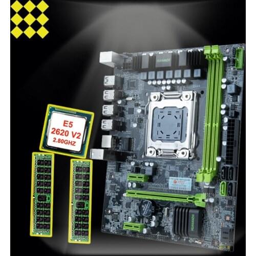 HUANANZHI X79-6M M-ATX Motherboard with HI-SPEED Dual M.2 SSD Slot Computer DIY CPU Intel Xeon E5 2620 V2 RAM 32G(2*16G) RECC