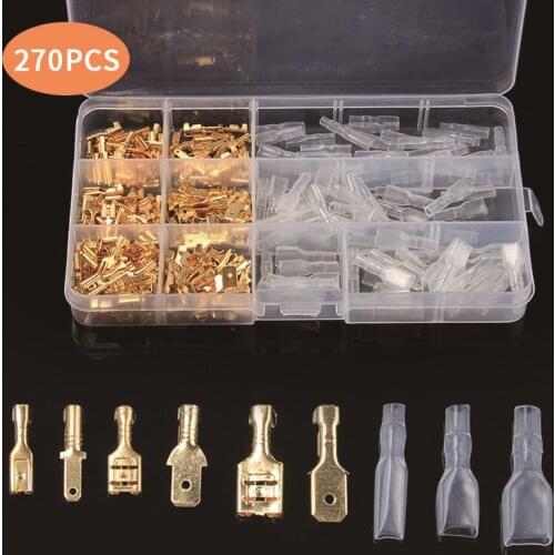 270PCS Insulated Seal Crimp Terminal Electrical Wire Connectors 2.8/4.8/6.3mm Crimping Terminals Connector Kit