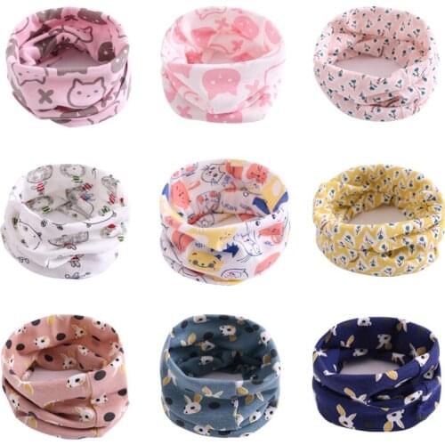 Jchao kids cartoon Scarf Children Boys Girls Baby Wool Ring Cotton O Ring printed Neck Scarves Shawl warm Winter Neckerchief