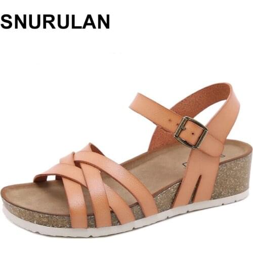 SNURULANSummer Womens Sandals Gladiator Flat Sandals Open Toe Shoes For Women Roman Retro Wedge Non Slip Beach Sandales