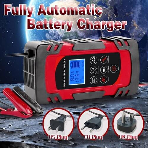 Multi-plug Automatic Battery Charger 12V 24V Battery Maintainer Trickle Charger and Battery Desulfator with Timer Battery Charge