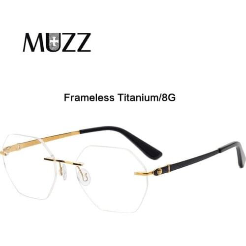 Screwless Titanium Hexagonal Frameless Glasses Frame Men Rimless Optical Hyperopia Prescription Eyeglasses New Frameless Eyewear