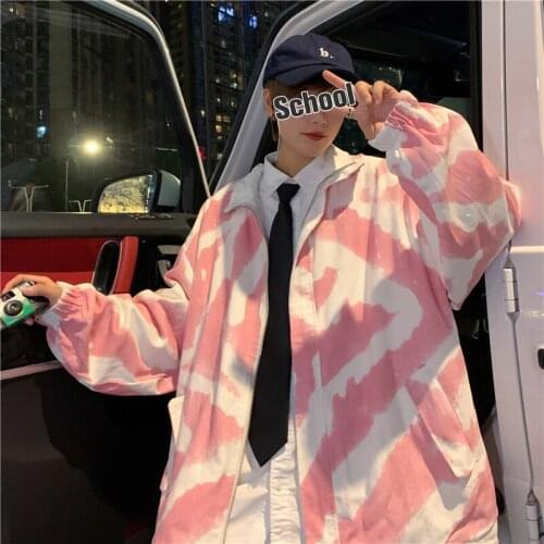 Pink sweet cool top autumn loose trend chic coat American street design jacket men modis stone islande moletom masculino