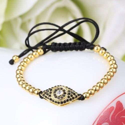 Mens Creative Eye Bead Bracelet Hand Woven Zircon Copper Bead Bracelet 2020 Trendy Jewelry Ornament Gift