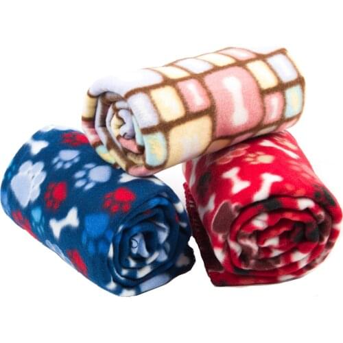 Dog Blanket Soft Cute Pet Cat Blanket Dog Cat Bed Mat Foot Print Warm Sleeping Mattress Pet Supplies