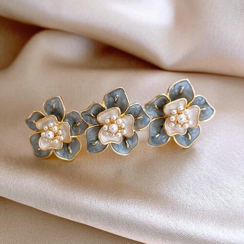 New Temperament Pearl Drop Oil Flower Side Clip Hairpin Female Retro Simple Fashion Hairpin Hair Accessories