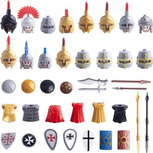Single Sell Medieval Time Knight Roman Warrior Soldier Helmet Action Figures Building Blocks Accessories Kid Toys X0316