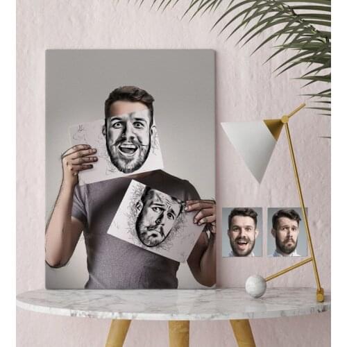 Personalized Male Abstract Charcoal Designed Canvas Table (30x50 cm.) 1