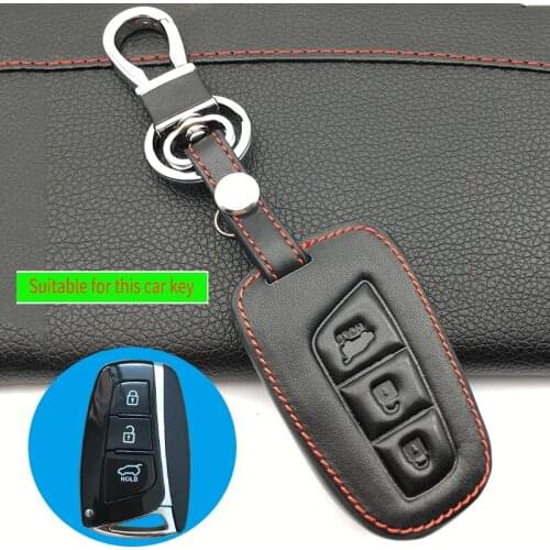 Praise bags main cases 100% leather sets Car key cases For Hyundai IX45 Santa Fe (DM) 2013 2014 2015 2016 3 buttons Key Shell