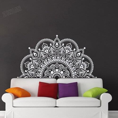 Half Mandala Wall Stickers Decor Bedroom Large Wall Decals For Living Room Decoration Vinyl Removable Window Stickers Y282