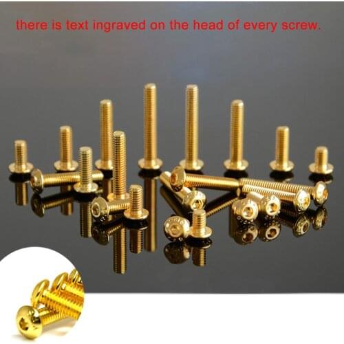 Half Round Head Plating Titanium Gold Button Head Screw Grade 12.9 M2 M2.5 M3 M4 M5 ISO7380 Hex Socket Screw Length 5-30mm