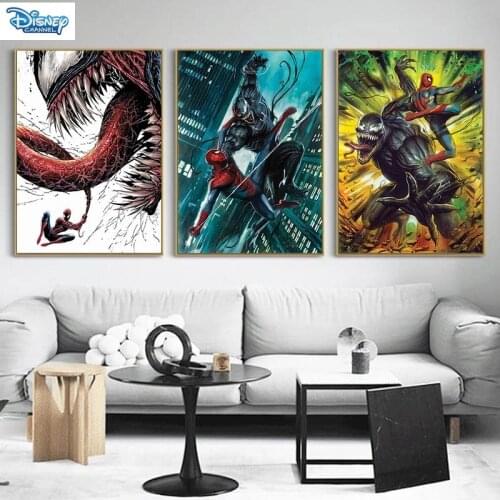 Marvel Comics Superhero Venom and Spiderman Posters Classic Fighting Scene Canvas Painting Home Creative Art Decor HD Canvas