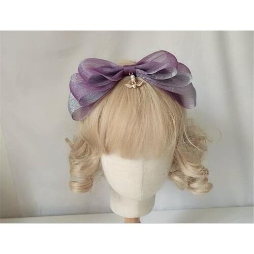 Lolita Girl KC Head band Sweet Lolita Bow Hair clasp Headwear Princess Cosplay Chiffon Hair Accessories B1519