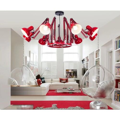 Novelty Spider Bar lighting Warehouse Office Red chandelier adjustable black chandelier led luminaria modern Commercial lighting