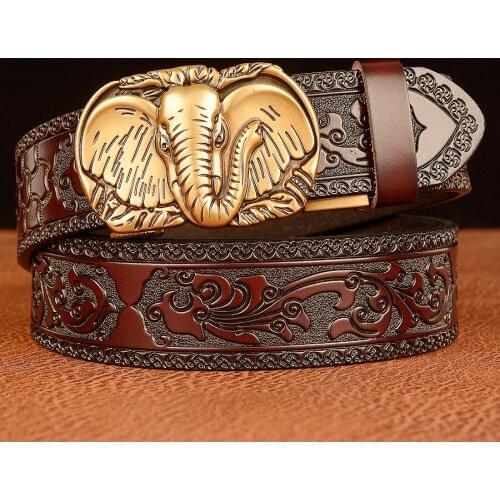 High Quality Cowskin Leather Elephant Designer Men Belts Luxury Jeans Waistband Men Belts Automatic buckle Genuine Leather Belt