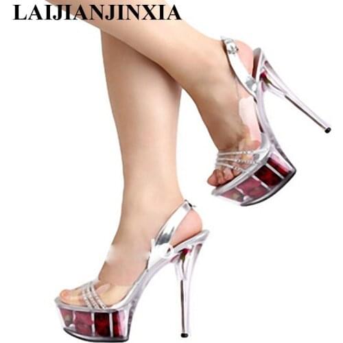 New Sexy Women Nightclub 15CM High Heels Sandals Strap Party Queen Shoes Dancing Shoes Open Toe Pole Dance Shoes