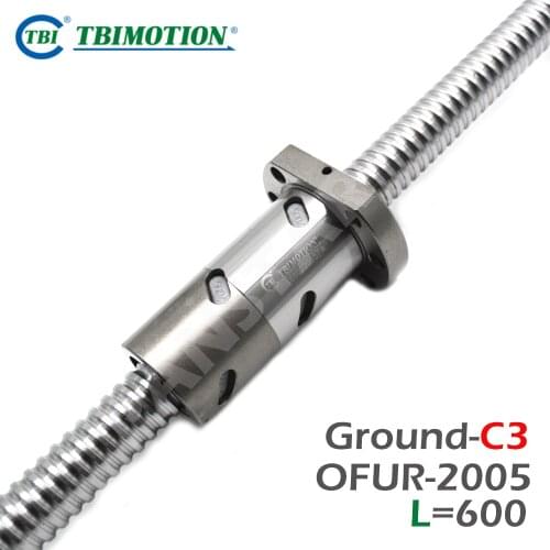TBI C3 C5 2005 Ball screw 5mm lead 600mm with DFUR2005 OFUR2005 Ballnut CNC anti backlash Double nut High Precision CNC end mach