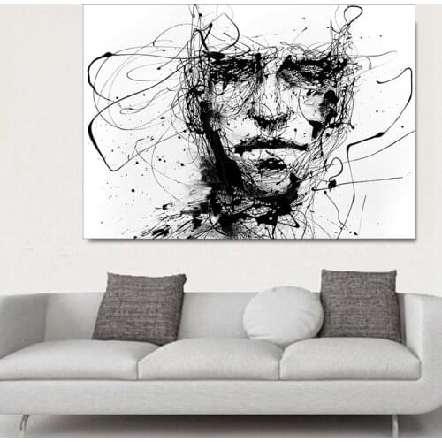Nordic Minimalist Black and White Line Characters Home Decoration Hanging Paintings Abstract Canvas Painting Wall Art Picture