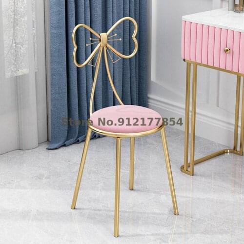 Nordic dressing table stool bedroom makeup stool metal butterfly backrest light luxury net red ins nail chair