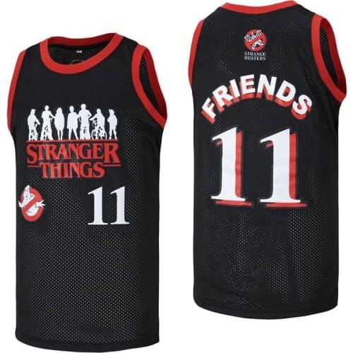 BG basketball jersey STRANGER THINGS 11# FRIENDS Jerseys Embroidery sewing printing Outdoor sportswear Hip-hop black jerseys