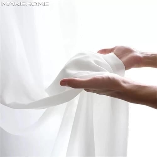 MAKEHOME Top Grade Tulle Curtains for Bedroom Perspective Sheer Voile Tulle Curtains for Living Room Custom Size