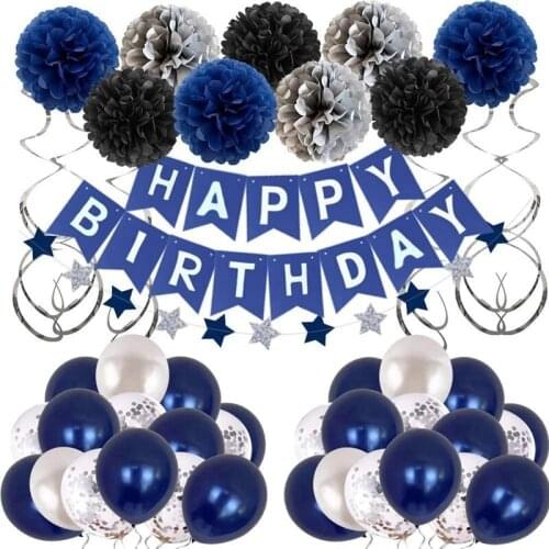 Birthday Party Decorations - Dark Blue Silver Party Favor for Graduation Ceremony,Wedding Celebrate
