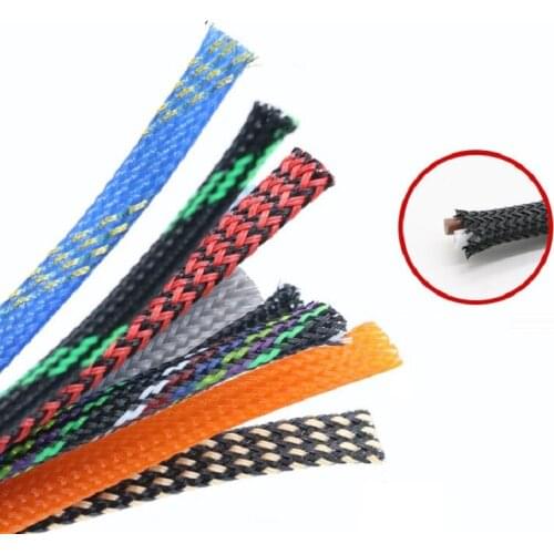 6MM Tight Braided PET Expandable Sleeving High Density Sheathing Wire Wrap Insulated Cable Protection - 3/5/10 Meters