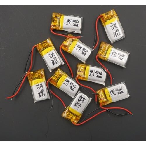 XINJ 10pcs 3.7V 70 mAh Li lithium polymer battery li po Li ion cell 401120 For GPS MP3 DIY Toys bluetooth earphone smart watch
