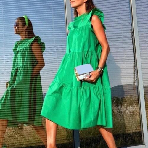 Zebery Solid Summer Dresses