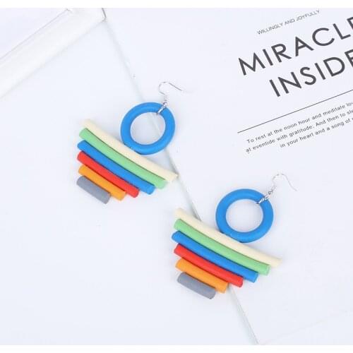 JID Rainbow Lgbt Drop Earrings Boho Colorful Blue Green Large Earrings Rubber Fashion Jewellery Lgbt Accessories For Women Gift