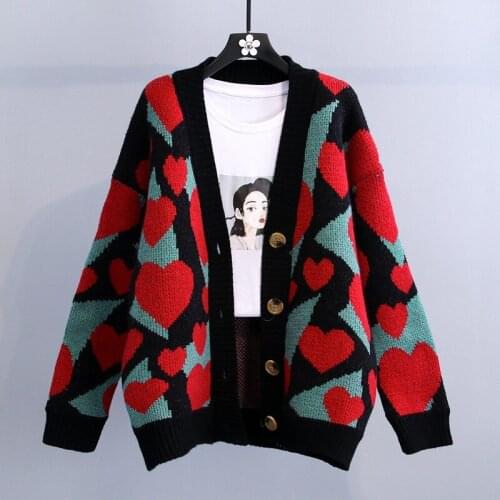 Women Cardigan Sweater 2020 V Neck Loose Female Knit Jumpers Cardigan Jacket Autumn Harajuku BF Fashion Knitshirt