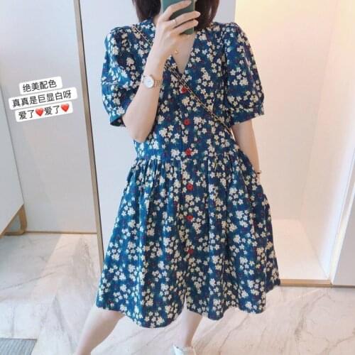 2021 New Women Boho Printed Chiffon Mini Dress Summer V Neck Sexy Beach Dresses A Line Short Sleeve Holiday Casual Dress B203