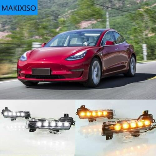 1Set Car LED DRL Daytime Running Light For Tesla Model 3 2017 2018 2019 2020