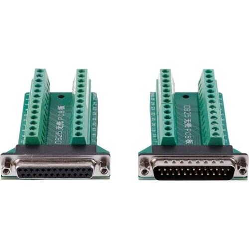 1pcs DB25 D-SUB Female 25Pin Plug Breakout PCB Board 2 Row Terminals Connectors