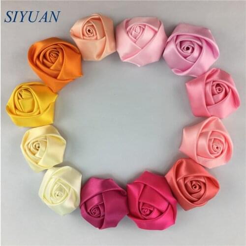 10pcs/lot 4cm Mini Rolled Satin Rose Bud Flower with Hair Clip Headwear Hairpin Bridal Bouquet Accessories Corsage Decor TH06