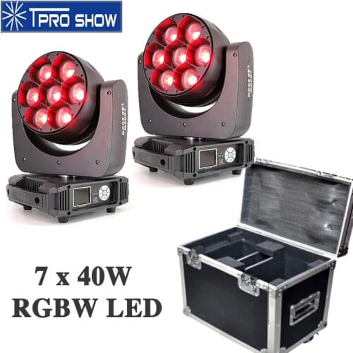 2pcs Beam Moving Head 7x40W Bee Eye LED Wash Zoom Beam Lyre 3in1 Stage Lighting Effect Dual Flight Case 280W Mobile DJ Club Show