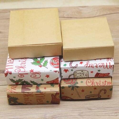 20pcs 14.5*11*4cm/11.5x11x3.5cm gifts boxes kraft blank candy wedding favors box Merry christmas gifts package display paper box